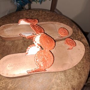 Jack Rogers Orange Leather Slide Sandals